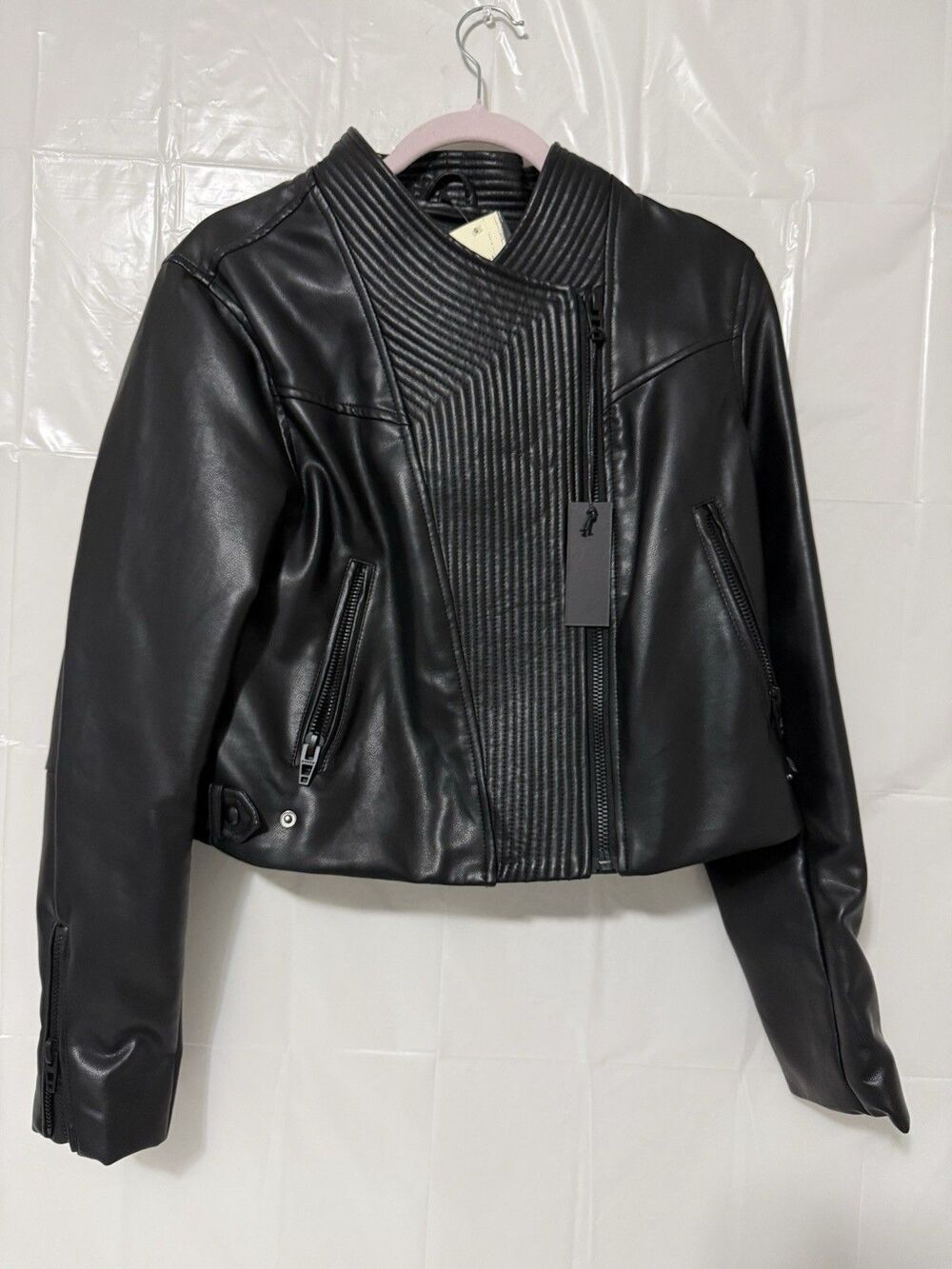 blanknyc Eye Catching Faux Leather Moto Jacket Black Large nwt Evereve